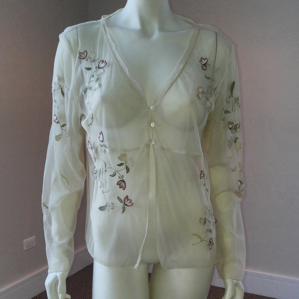J.Jill Sheer Emroidered Overlay Top
